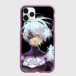 Чехол iPhone 11 Pro матовый Венецианская девушка Nier automata 2b, цвет: 3D-фиолетовый