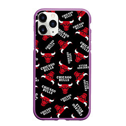 Чехол iPhone 11 Pro матовый CHICAGO BULLS БЫКИ УЗОР