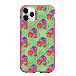 Чехол iPhone 11 Pro матовый Vegan Огород, цвет: 3D-малиновый