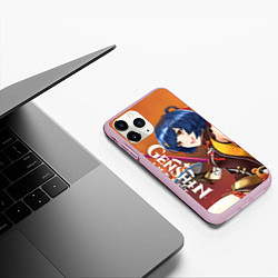 Чехол iPhone 11 Pro матовый Genshin Impact: Сяо Лин, цвет: 3D-розовый — фото 2