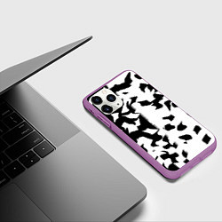 Чехол iPhone 11 Pro матовый Черно-белый камуфляж, цвет: 3D-фиолетовый — фото 2
