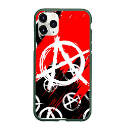 Чехол iPhone 11 Pro матовый Анархия гражданская оборона ПАТТЕРН, цвет: 3D-темно-зеленый