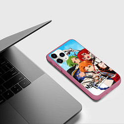 Чехол iPhone 11 Pro матовый Реинкарнация безработного главные герои, цвет: 3D-малиновый — фото 2