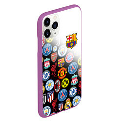 Чехол iPhone 11 Pro матовый FC BARCELONA LOGOBOMBING, цвет: 3D-фиолетовый — фото 2