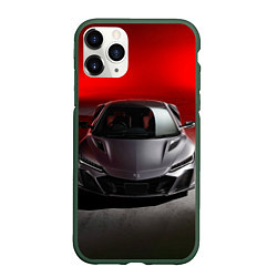 Чехол iPhone 11 Pro матовый HONDA NSX, цвет: 3D-темно-зеленый