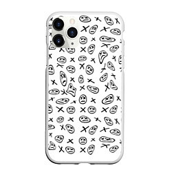 Чехол iPhone 11 Pro матовый Смайлы граффити