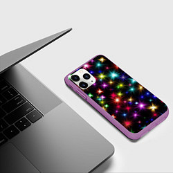 Чехол iPhone 11 Pro матовый ПРАЗДНИЧНЫЕ ОГОНЬКИ, цвет: 3D-фиолетовый — фото 2