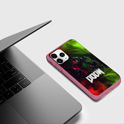 Чехол iPhone 11 Pro матовый Doomguy Doom, цвет: 3D-малиновый — фото 2