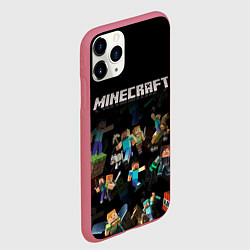 Чехол iPhone 11 Pro матовый МАЙНКРАФТ ПАТТЕРН ПЕРСОНАЖИ ИГРЫ, цвет: 3D-малиновый — фото 2