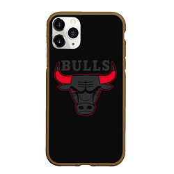 Чехол iPhone 11 Pro матовый CHICAGO BULLS ЧИКАГО БУЛЛС ЯРОСТЬ БЫКА, цвет: 3D-коричневый