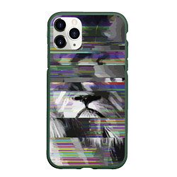 Чехол iPhone 11 Pro матовый Glitch lion 2020, цвет: 3D-темно-зеленый