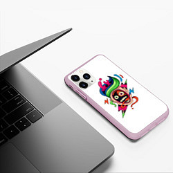 Чехол iPhone 11 Pro матовый Комичное Лицо - Абстрактные Фигуры Модерн, цвет: 3D-розовый — фото 2