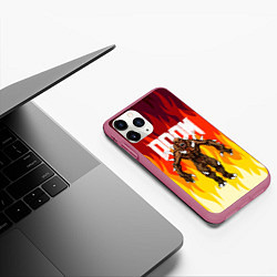 Чехол iPhone 11 Pro матовый DOOM IMP FIRE AND MONSTER, цвет: 3D-малиновый — фото 2