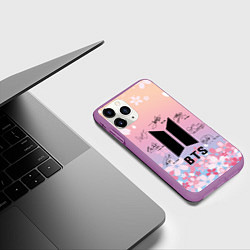 Чехол iPhone 11 Pro матовый BTS БТС АВТОГРАФЫ УЧАСТНИКОВ, цвет: 3D-фиолетовый — фото 2