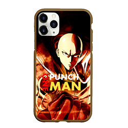 Чехол iPhone 11 Pro матовый Огненный Сайтама One Punch-Man