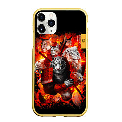 Чехол iPhone 11 Pro матовый Водяной Тигр 2022 и крупные кошки лев, рысь, цвет: 3D-желтый