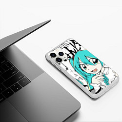 Чехол iPhone 11 Pro матовый Hatsune Miku Vocaloid, цвет: 3D-белый — фото 2