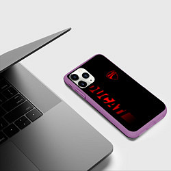 Чехол iPhone 11 Pro матовый DUCATI BLACK RED LINE, цвет: 3D-фиолетовый — фото 2