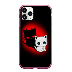 Чехол iPhone 11 Pro матовый КОТИК ДЬЯВОЛ KITTY DEVIL, цвет: 3D-малиновый