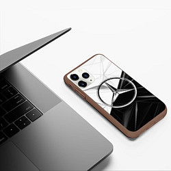 Чехол iPhone 11 Pro матовый MERCEDES-BENZ МЕРСЕДЕС-БЕНЗ BLACK AND WHITE, цвет: 3D-коричневый — фото 2