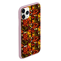 Чехол iPhone 11 Pro матовый Хохлома цветы-ягодки, цвет: 3D-розовый — фото 2