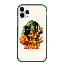 Чехол iPhone 11 Pro матовый Группа Led Zeppelin арт, цвет: 3D-темно-зеленый