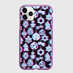 Чехол iPhone 11 Pro матовый Новогодний глюк, цвет: 3D-фиолетовый