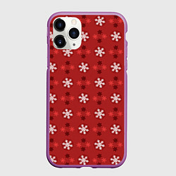 Чехол iPhone 11 Pro матовый Snowflakes, цвет: 3D-фиолетовый