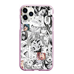 Чехол iPhone 11 Pro матовый AHEGAO фон из девочек, цвет: 3D-розовый