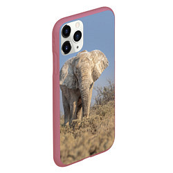 Чехол iPhone 11 Pro матовый Африканский белый слон, цвет: 3D-малиновый — фото 2