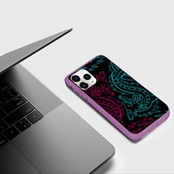 Чехол iPhone 11 Pro матовый НЕОНОВЫЕ ДРАКОНЫ NEON DRAGON, цвет: 3D-фиолетовый — фото 2