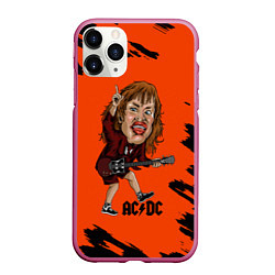 Чехол iPhone 11 Pro матовый Шарж Ангус Янг ACDC