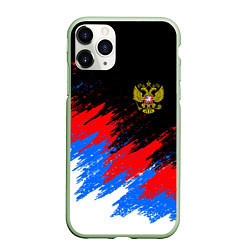 Чехол iPhone 11 Pro матовый РОССИЯ, БРЫЗГИ КРАСОК, ТРИКОЛОР