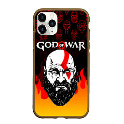 Чехол iPhone 11 Pro матовый GOD OF WAR ГОД ОФ ВАР FIRE ART УЗОР