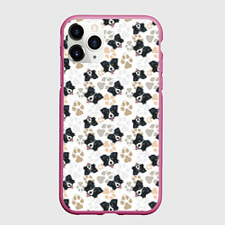 Чехол iPhone 11 Pro матовый Бордер Колли, цвет: 3D-малиновый