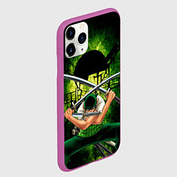 Чехол iPhone 11 Pro матовый Зоро Ророноа с катанами Ван пис, цвет: 3D-фиолетовый — фото 2