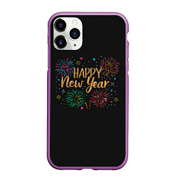 Чехол iPhone 11 Pro матовый Fireworks Explosinons Happy New Year