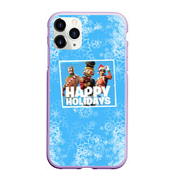Чехол iPhone 11 Pro матовый Happy holidays Fortnite, цвет: 3D-сиреневый