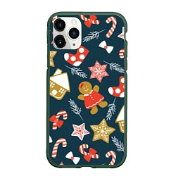 Чехол iPhone 11 Pro матовый Merry Christmas!!!, цвет: 3D-темно-зеленый