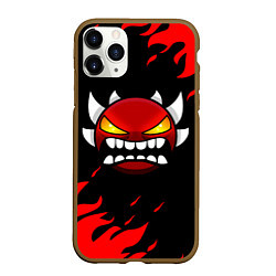 Чехол iPhone 11 Pro матовый Geometry Dash: Demon Red Fire, цвет: 3D-коричневый