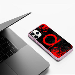 Чехол iPhone 11 Pro матовый GOD OF WAR LOGO RED, БРЫЗГИ КРАСОК, цвет: 3D-розовый — фото 2