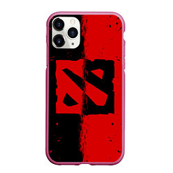 Чехол iPhone 11 Pro матовый DOTA 2 БРЫЗГИ КРАСОК, КРАСНО ЧЁРНЫЙ ЛОГО