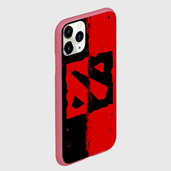 Чехол iPhone 11 Pro матовый DOTA 2 БРЫЗГИ КРАСОК, КРАСНО ЧЁРНЫЙ ЛОГО, цвет: 3D-малиновый — фото 2