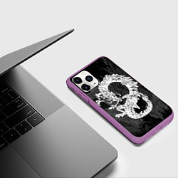 Чехол iPhone 11 Pro матовый Белый Дракон Гранж White Dragon, цвет: 3D-фиолетовый — фото 2