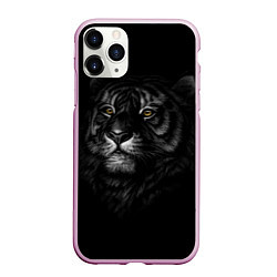 Чехол iPhone 11 Pro матовый Голова хищного тигра, цвет: 3D-розовый