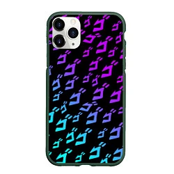 Чехол iPhone 11 Pro матовый JOJOS BIZARRE ADVENTURE NEON PATTERN НЕОН УЗОР, цвет: 3D-темно-зеленый