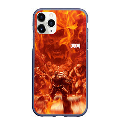 Чехол iPhone 11 Pro матовый Hell Monster vs Doom, цвет: 3D-серый