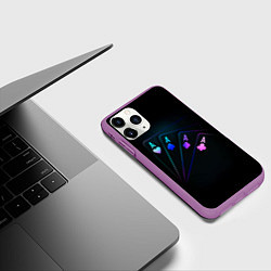 Чехол iPhone 11 Pro матовый НЕОНОВЫЕ КАРТЫ NEON, цвет: 3D-фиолетовый — фото 2
