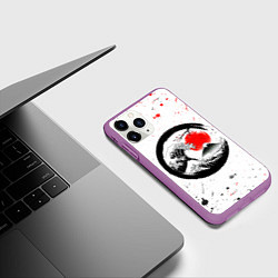 Чехол iPhone 11 Pro матовый САКУРА, КРАСНОЕ СОЛНЦЕ ЯПОНИИ, ФУДЗИЯМА, цвет: 3D-фиолетовый — фото 2