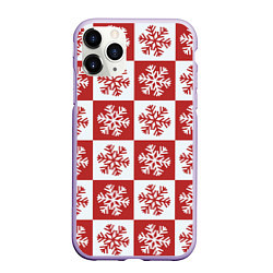 Чехол iPhone 11 Pro матовый Шахматные Снежинки, цвет: 3D-светло-сиреневый